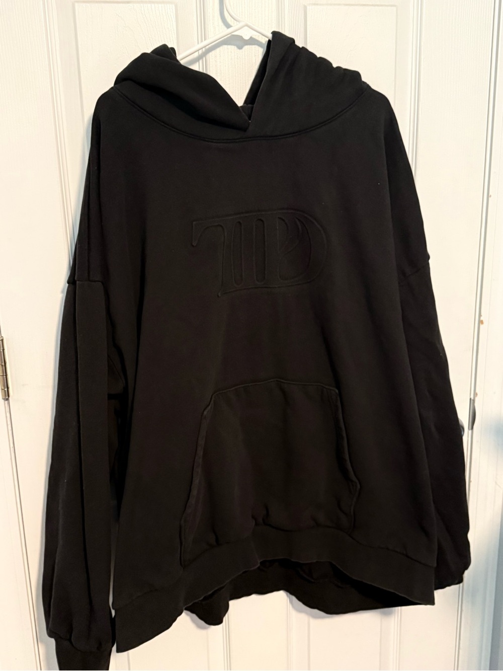 Taylor Swift Black Embossed Tortured Poets Dept Hoodie - Oversized Pullover